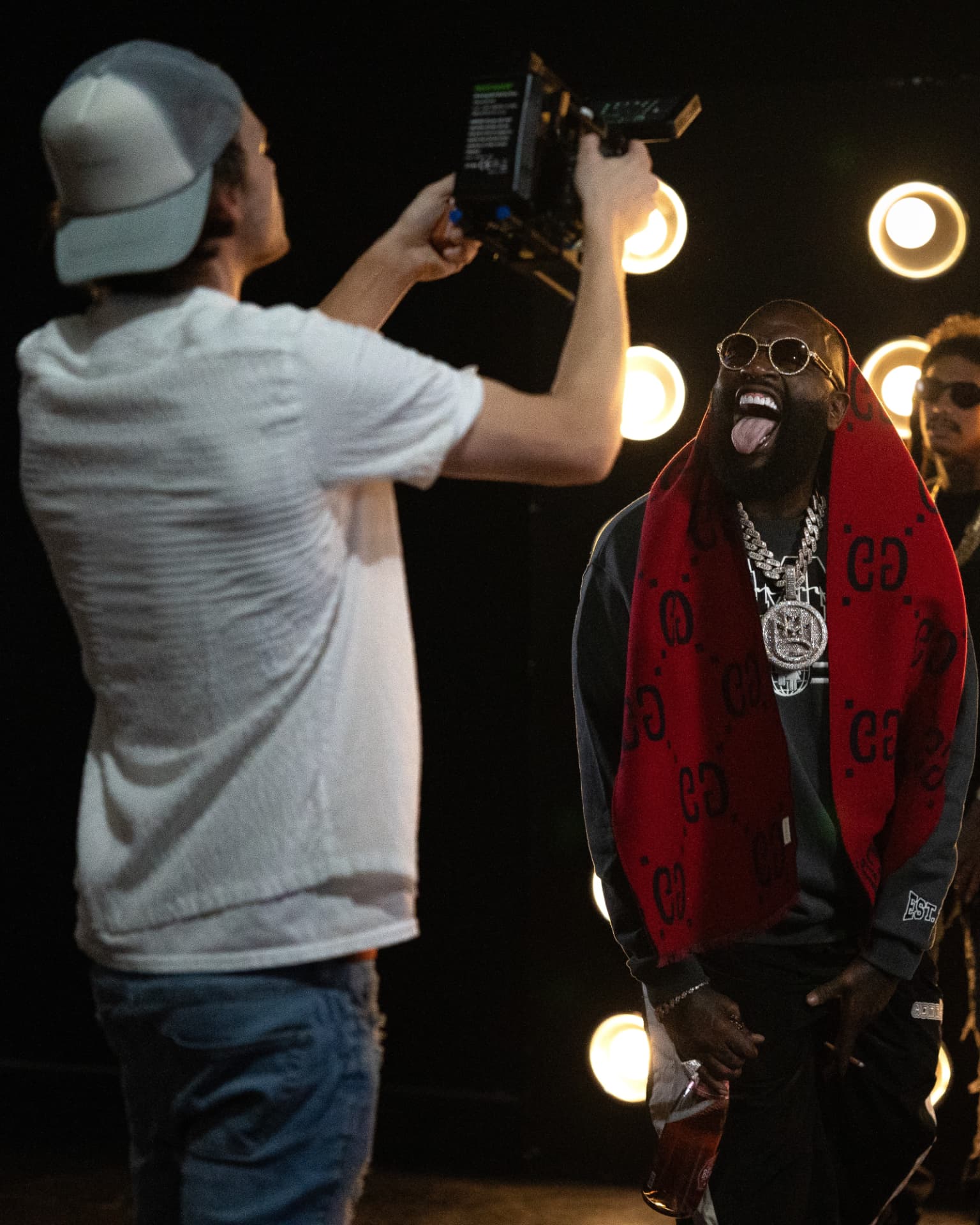 Gish, founder of BLACKOUT BARS, on set during a BLACKOUT BARS session